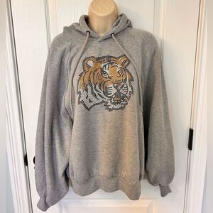 Gray Tiger Graphic Hoodie Bengals Clemson Auburn LSU